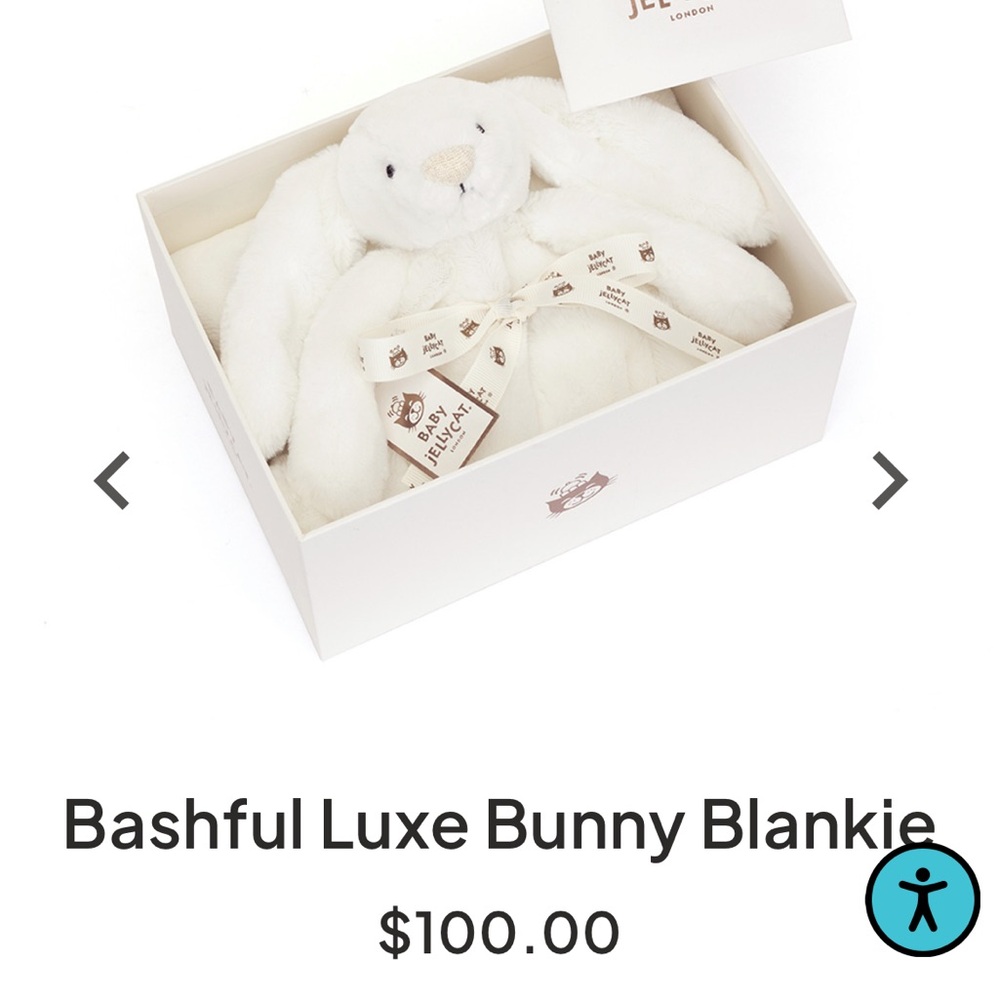 NEW Jellycat Bashful Luxe Bunny Blankie in Gift Box (originally $100) & book.